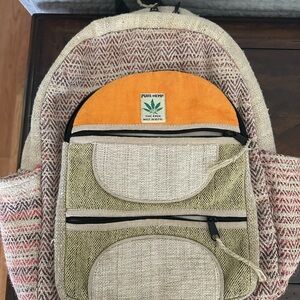 Beige and Orange Men's Backpack